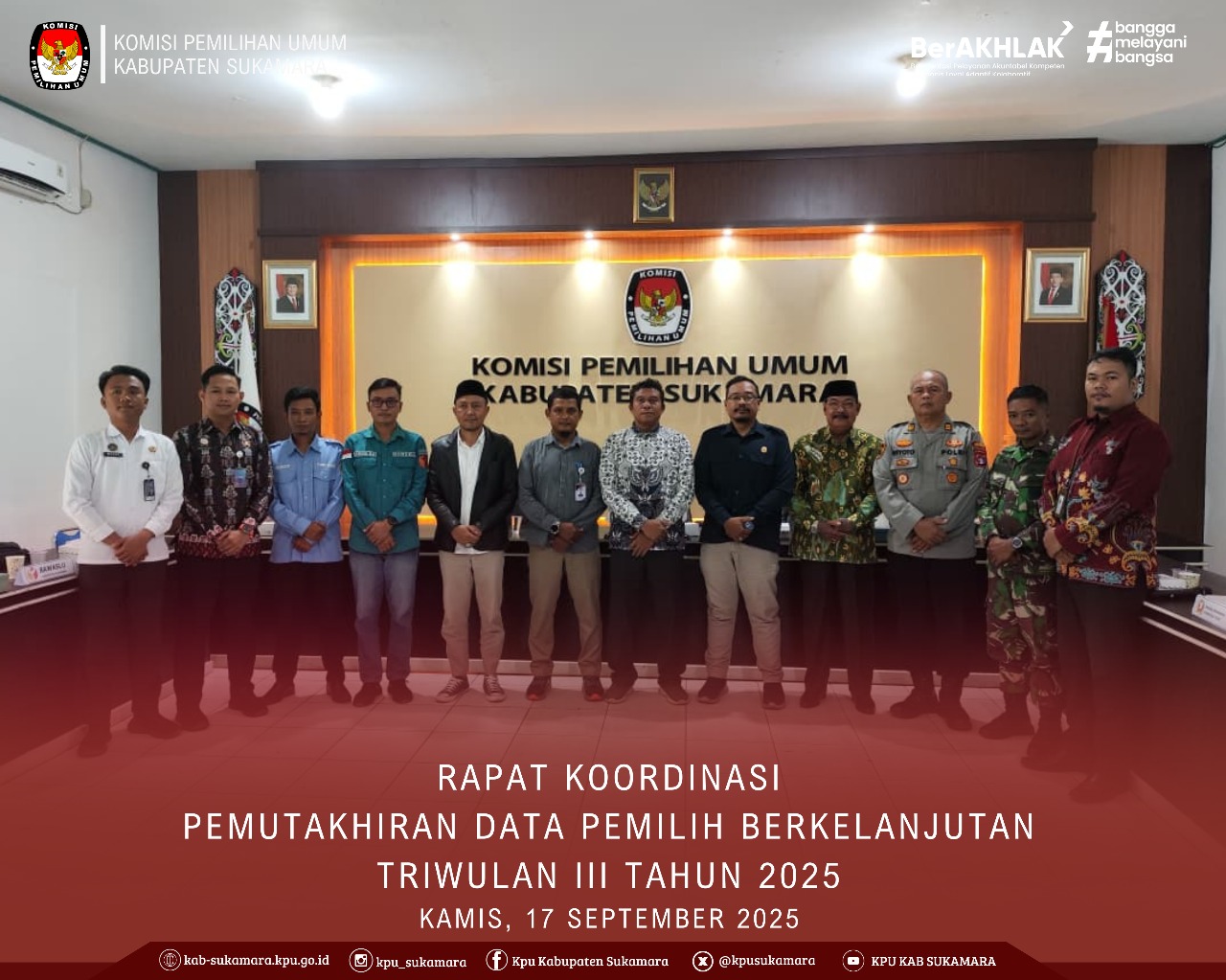 Rapat Koordinasi PDPB Triwulan III Tahun 2025 di Aula KPU Kabupaten Sukamara