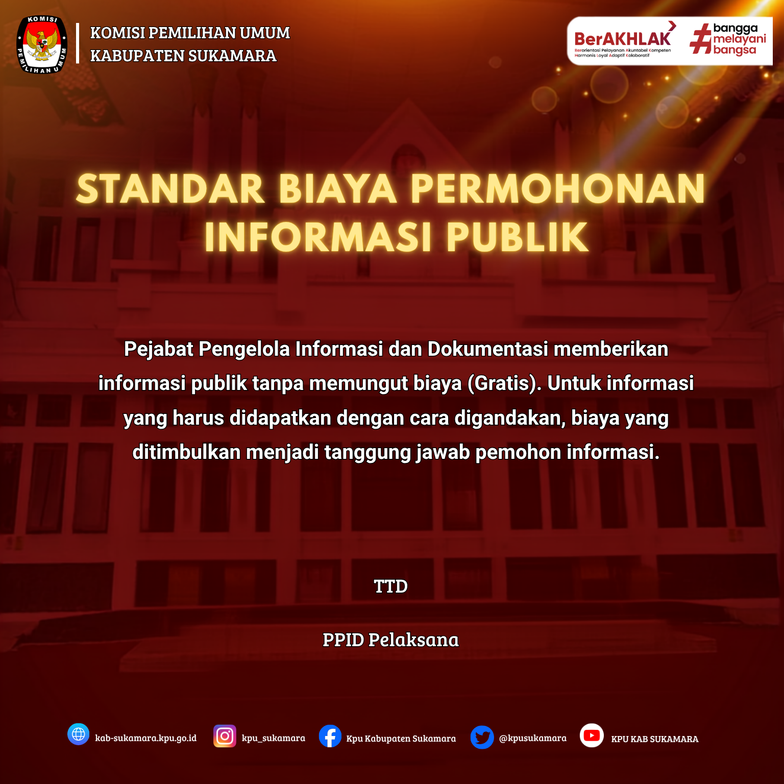 STANDAR BIAYA PERMOHONAN INFORMASI PUBLIK KPU KAB SUKAMARA