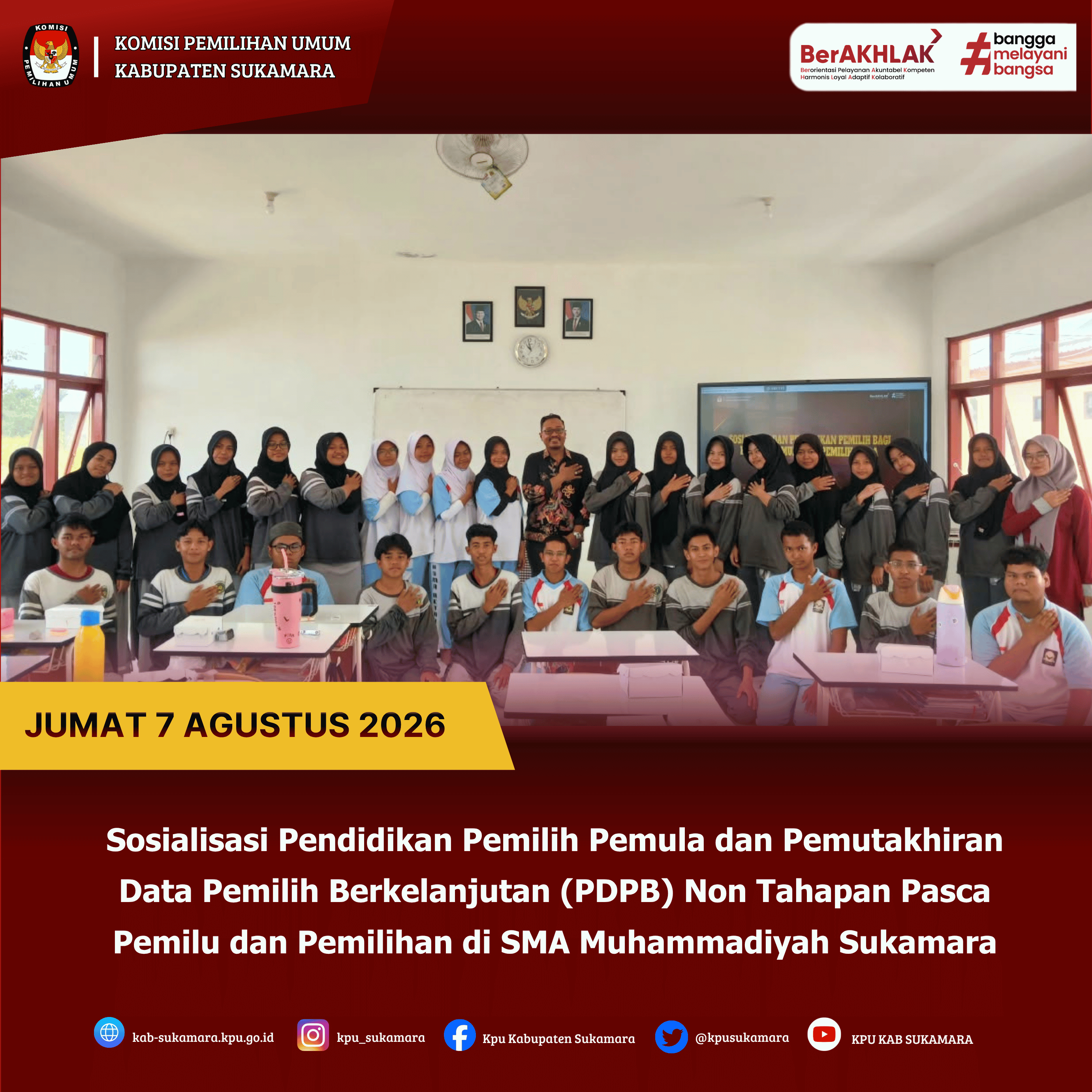 Sosialisasi Pendidikan Pemilih Pemula di SMA Muhammadiyah Sukamara.